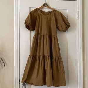 Everlane Tiered Cotton Dress — Size 00, Golden Olive